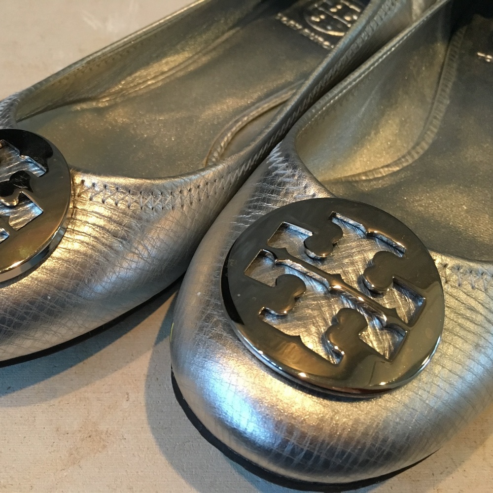 Silver Tory Burch flats